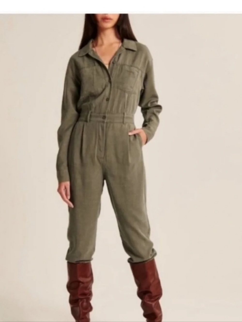 Abercrombie & Fitch Olive Utility Jumpsuit